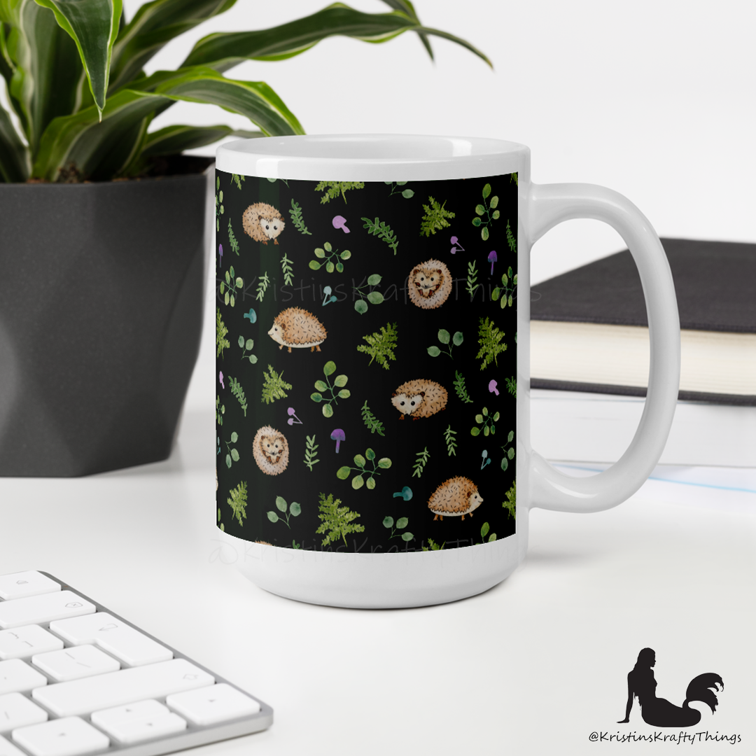 Mug - Woodland Hedgehogs with Ferns and Mushrooms