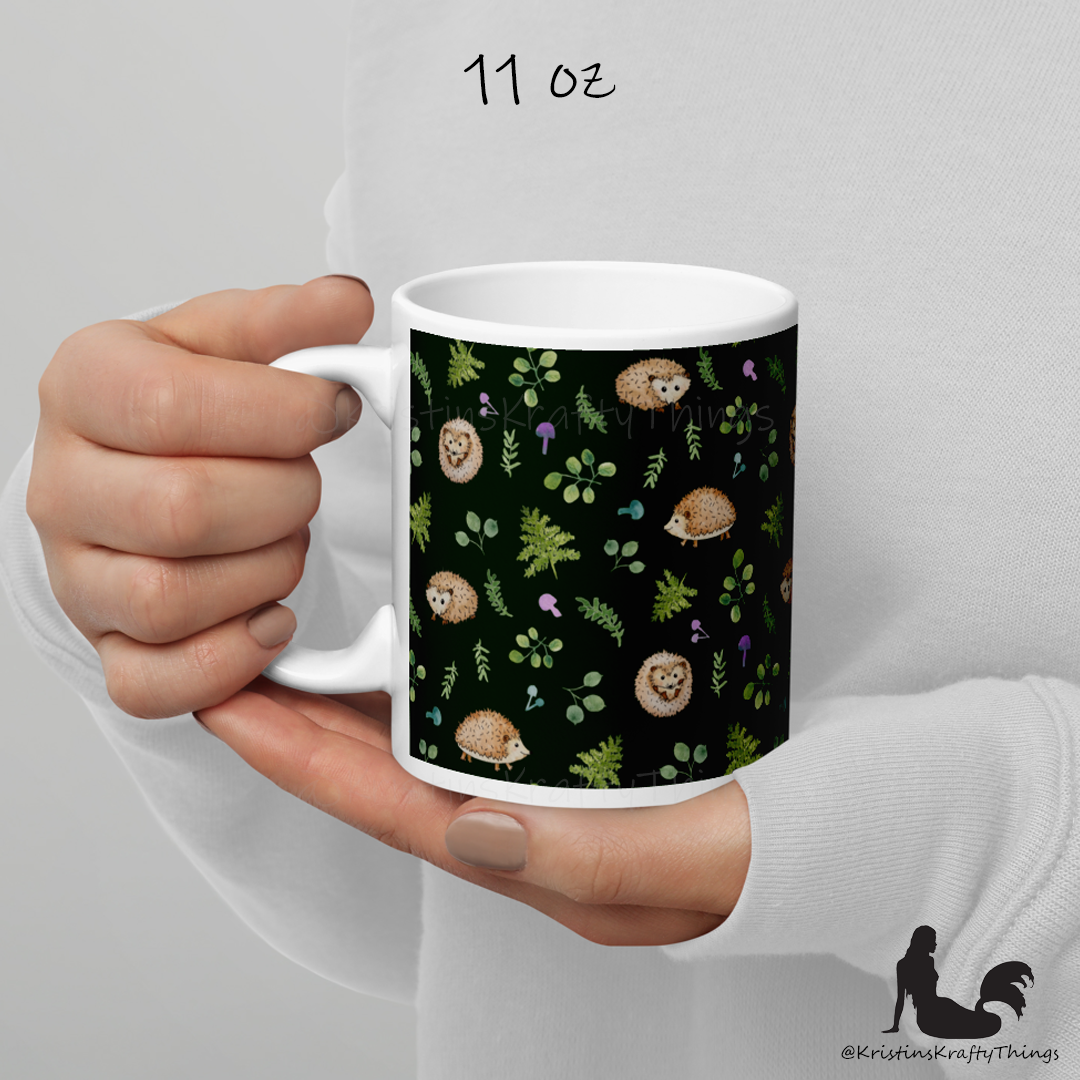 Mug - Woodland Hedgehogs with Ferns and Mushrooms