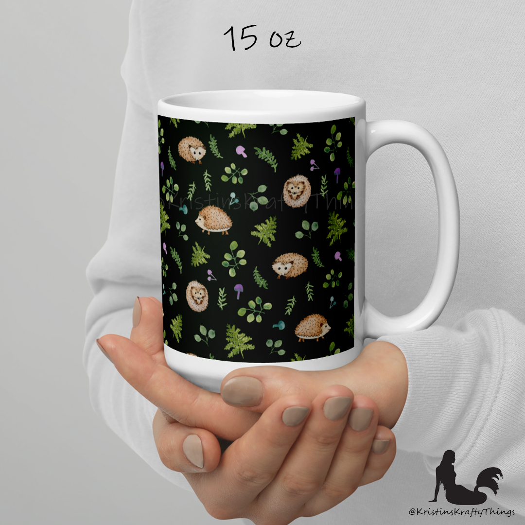 Mug - Woodland Hedgehogs with Ferns and Mushrooms
