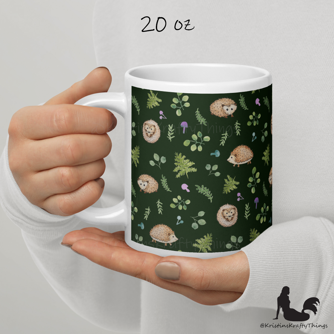 Mug - Woodland Hedgehogs with Ferns and Mushrooms