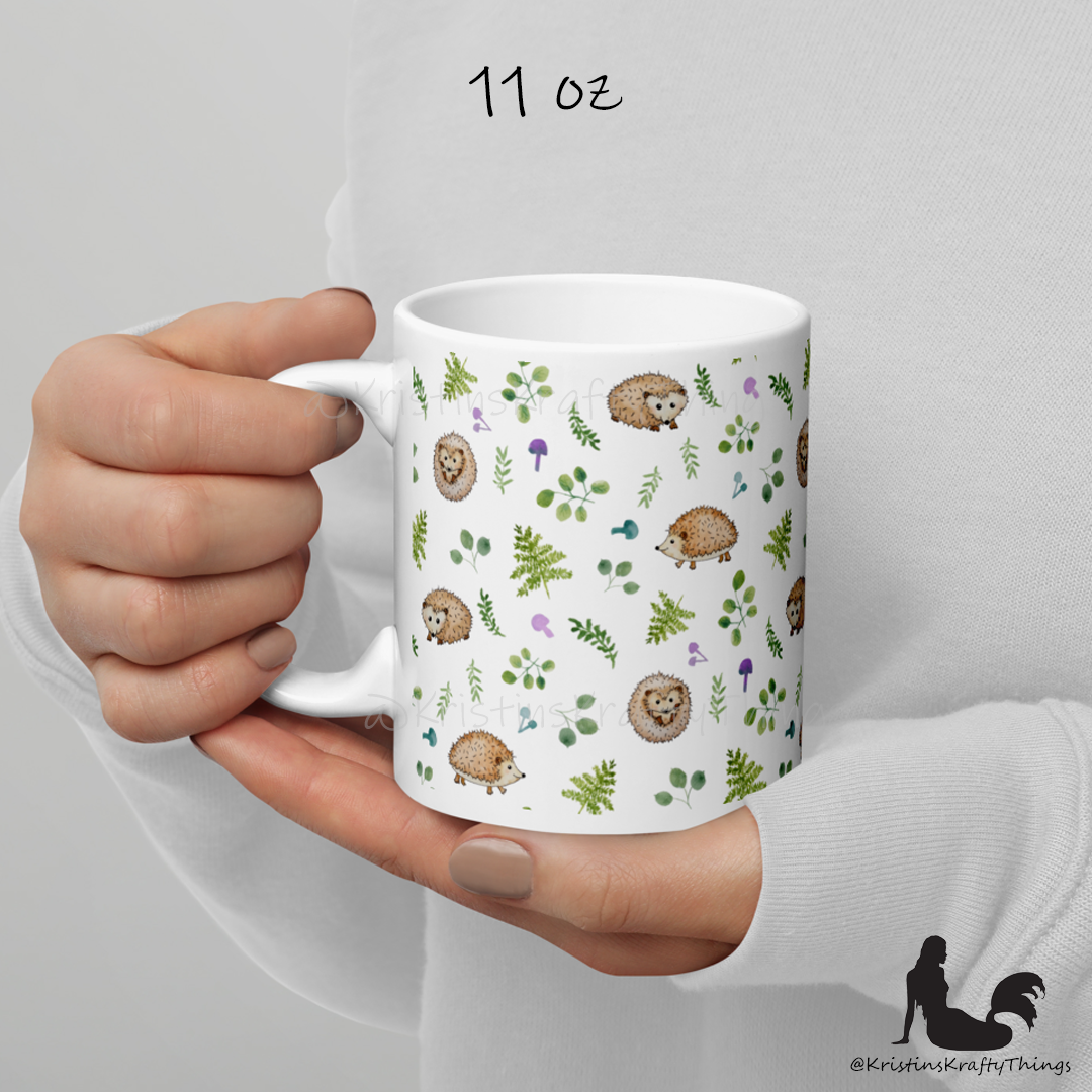 Mug - Woodland Hedgehogs with Ferns and Mushrooms