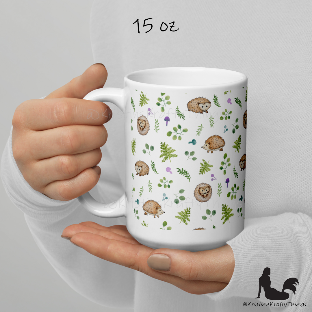 Mug - Woodland Hedgehogs with Ferns and Mushrooms