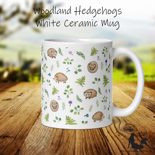 Mug - Woodland Hedgehogs with Ferns and Mushrooms