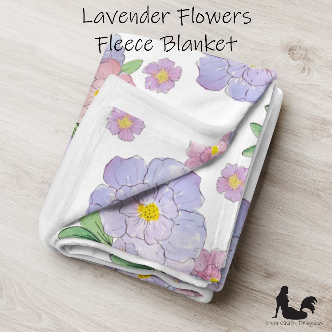 Throw Blanket - Lavender Flower Bouquet Fleece Blanket