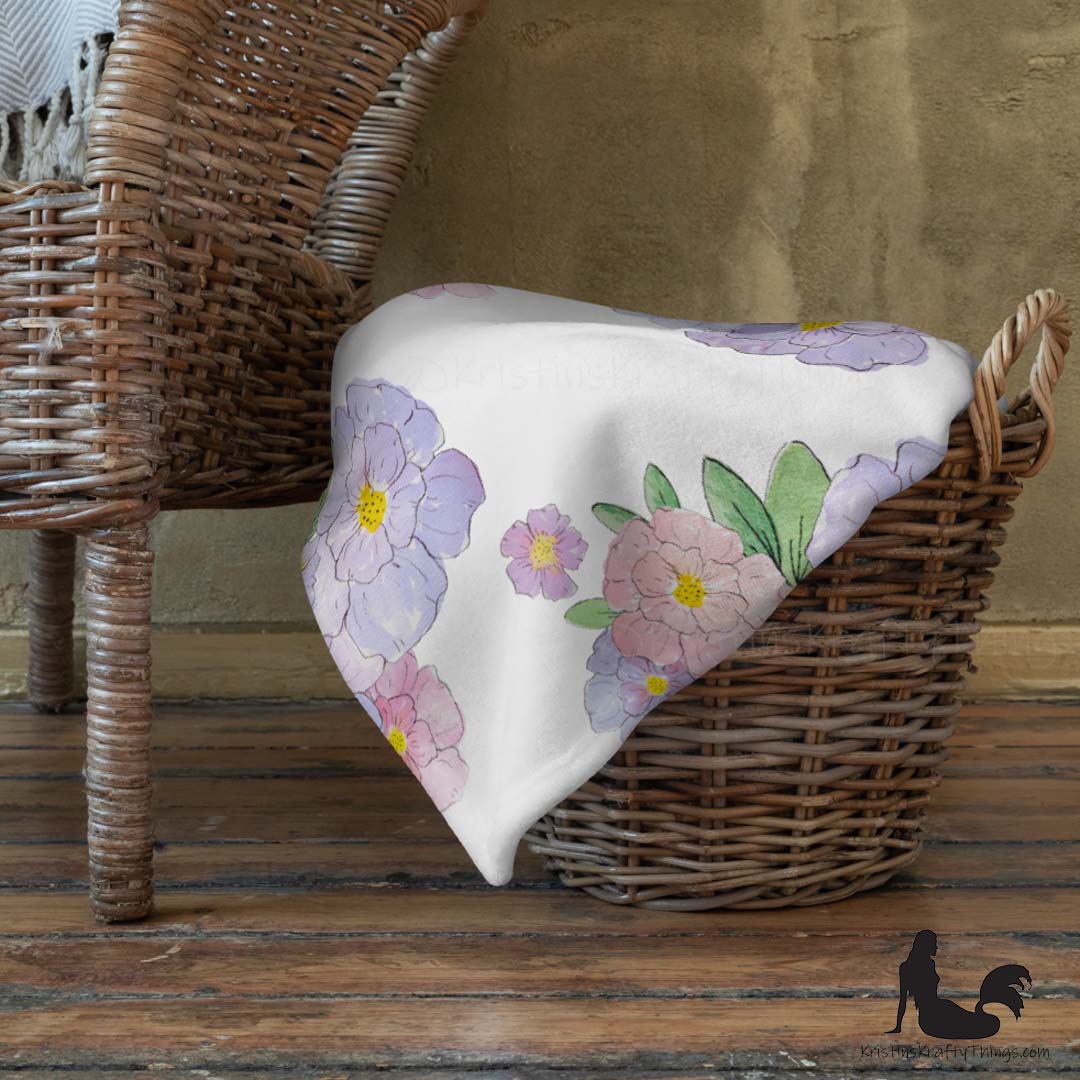 Throw Blanket - Lavender Flower Bouquet Fleece Blanket