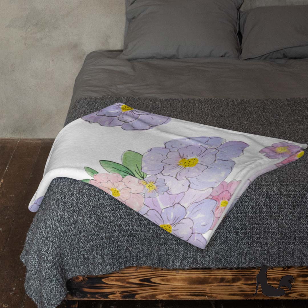 Throw Blanket - Lavender Flower Bouquet Fleece Blanket