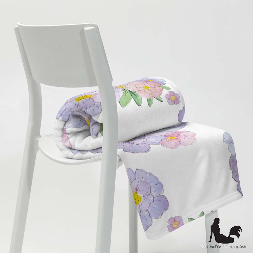 Throw Blanket - Lavender Flower Bouquet Fleece Blanket