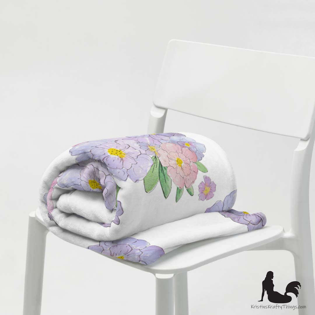 Throw Blanket - Lavender Flower Bouquet Fleece Blanket