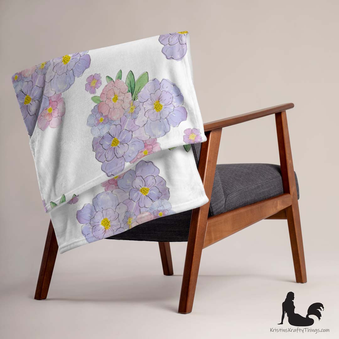 Throw Blanket - Lavender Flower Bouquet Fleece Blanket