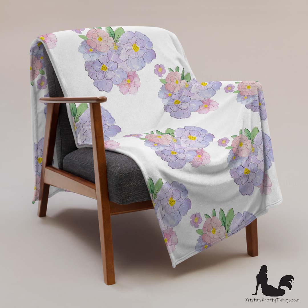 Throw Blanket - Lavender Flower Bouquet Fleece Blanket