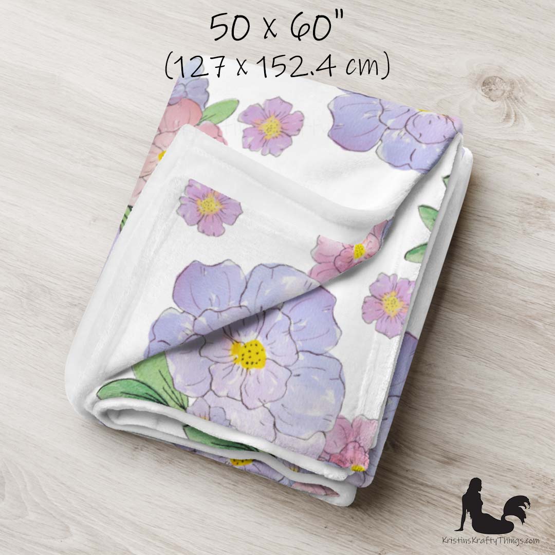 Throw Blanket - Lavender Flower Bouquet Fleece Blanket