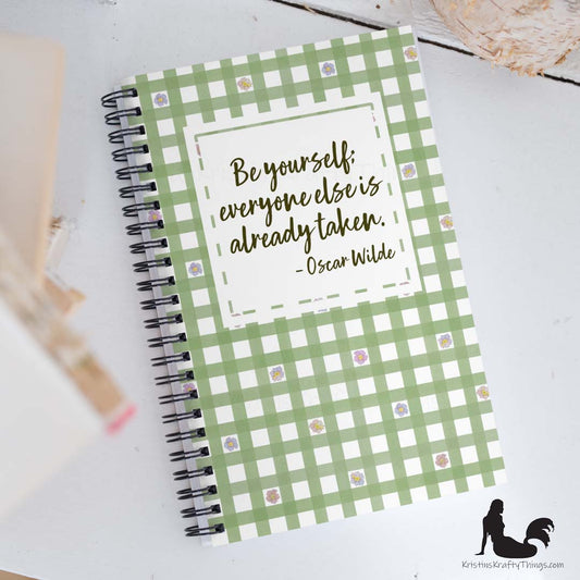 Notebook - Be Yourself Quote on Gingham