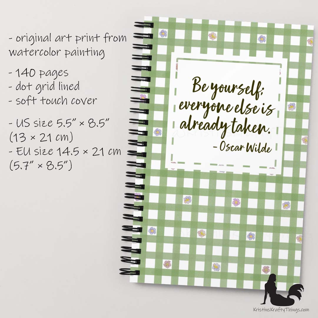 Notebook - Be Yourself Quote on Gingham