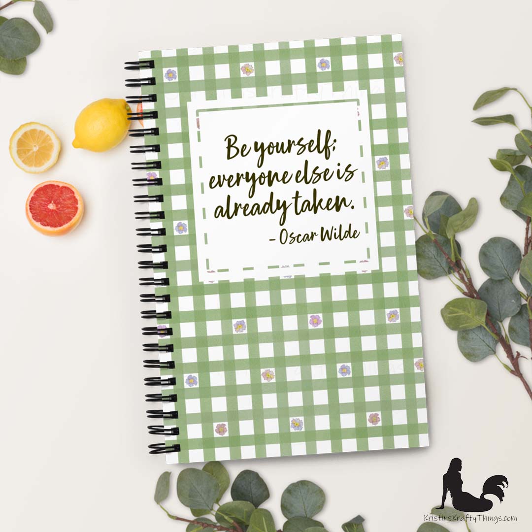 Notebook - Be Yourself Quote on Gingham