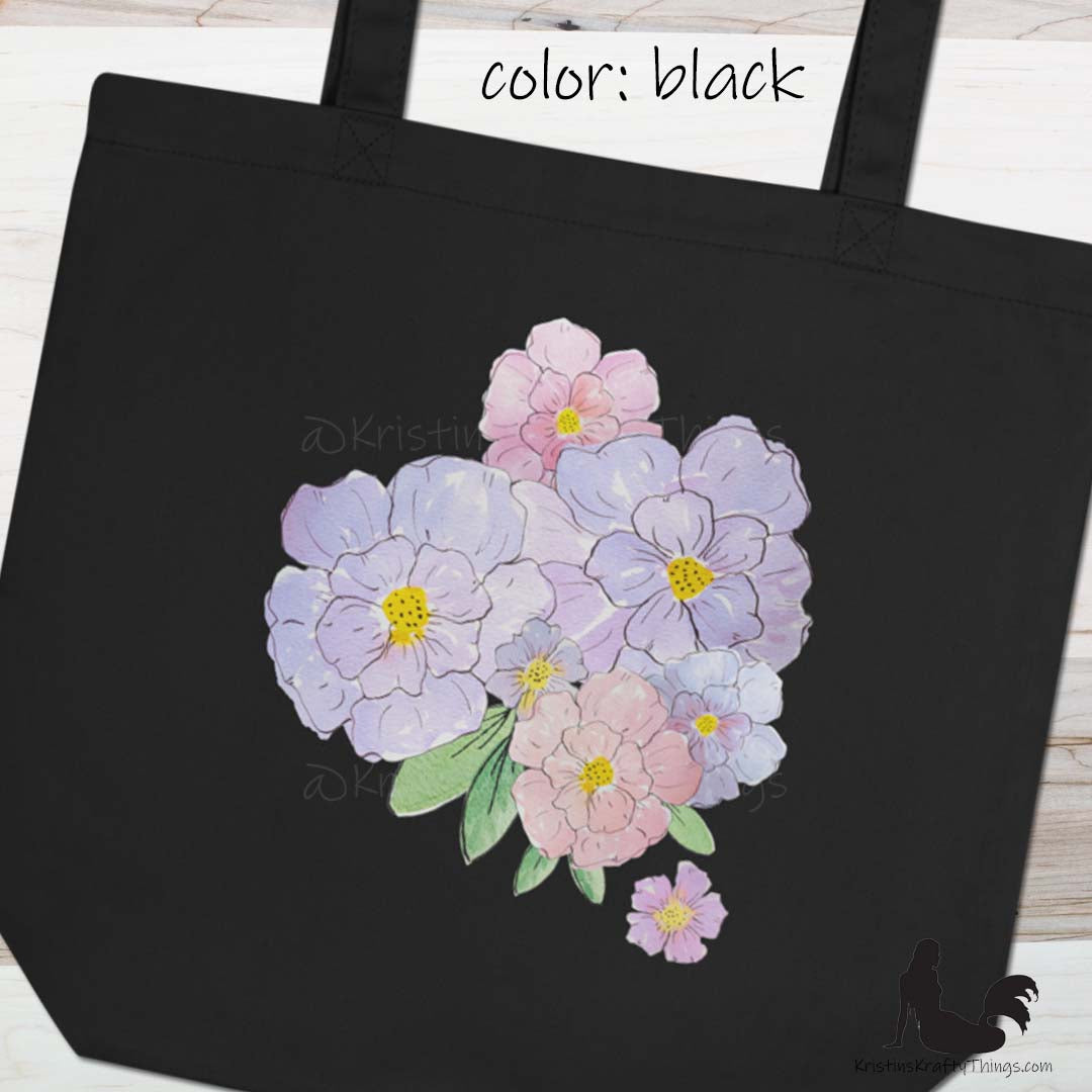 Cotton Eco Tote Bag - Watercolor Floral Bouquet Art Print