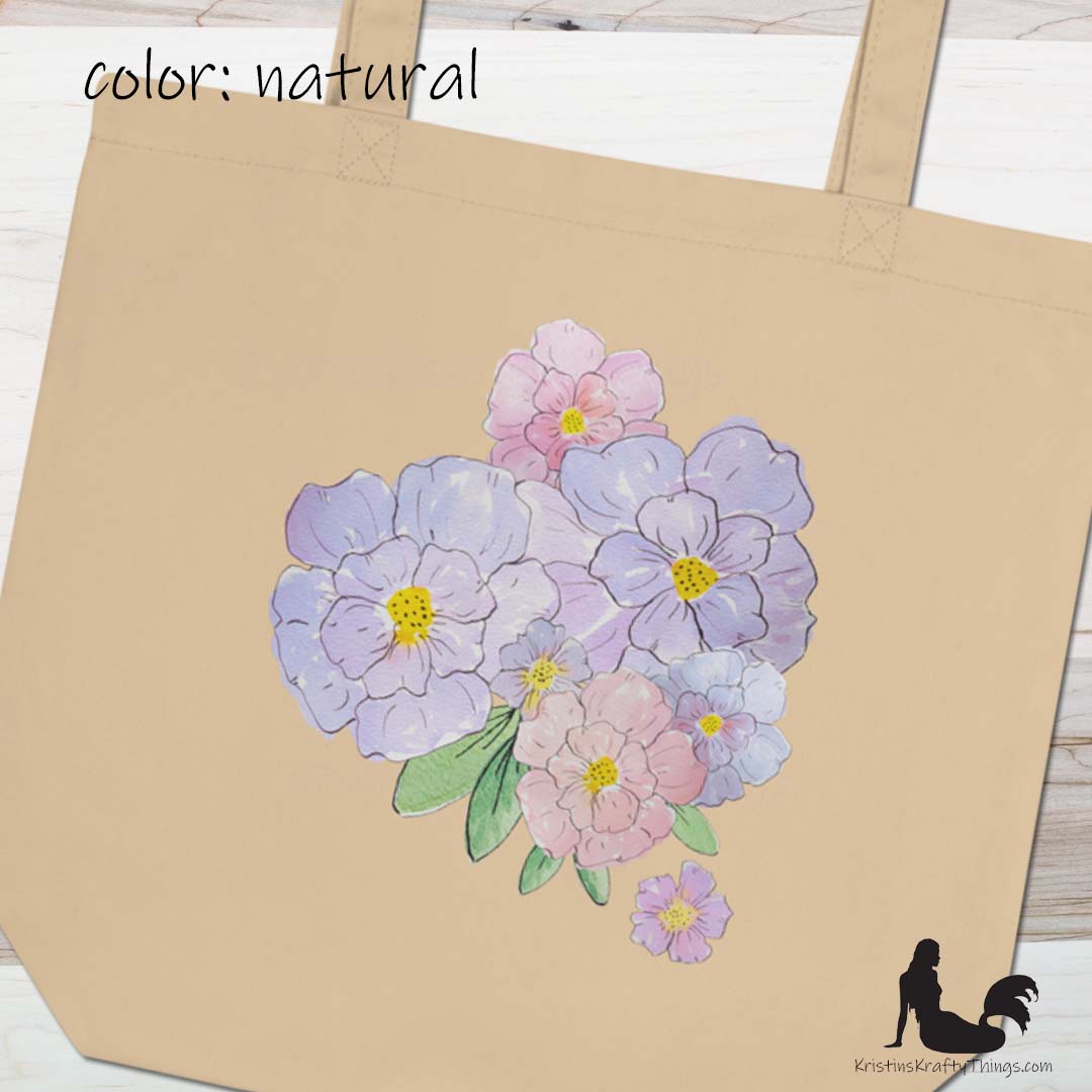 Cotton Eco Tote Bag - Watercolor Floral Bouquet Art Print