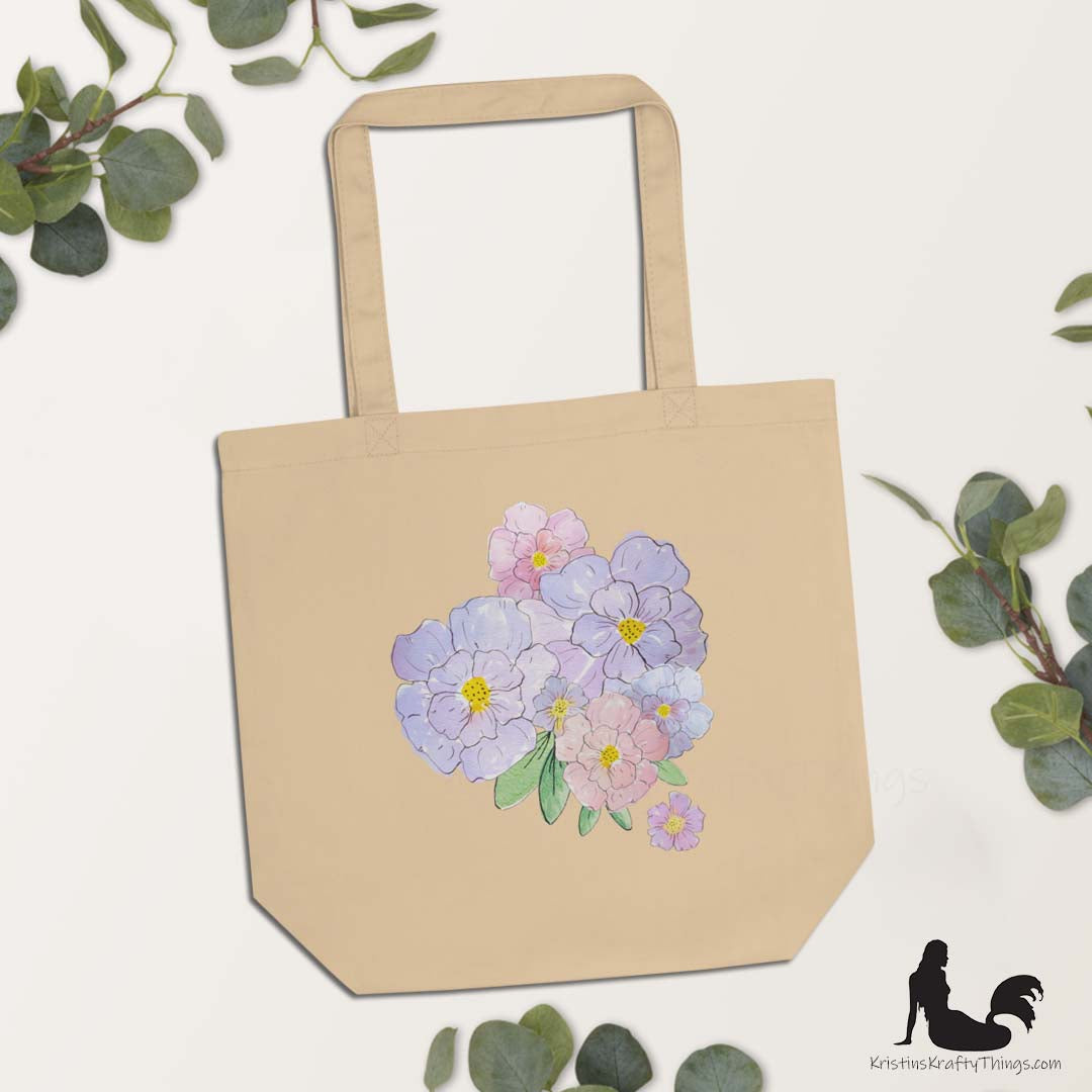 Cotton Eco Tote Bag - Watercolor Floral Bouquet Art Print