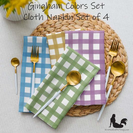 Dining - Gingham Colors Cloth Napkins Set of 4