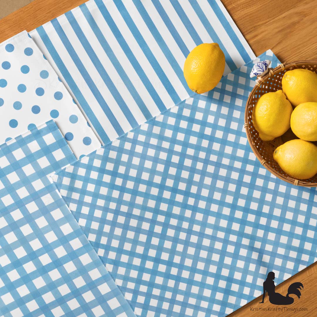 Dining - Blue Gingham on White Placemat Set of 4