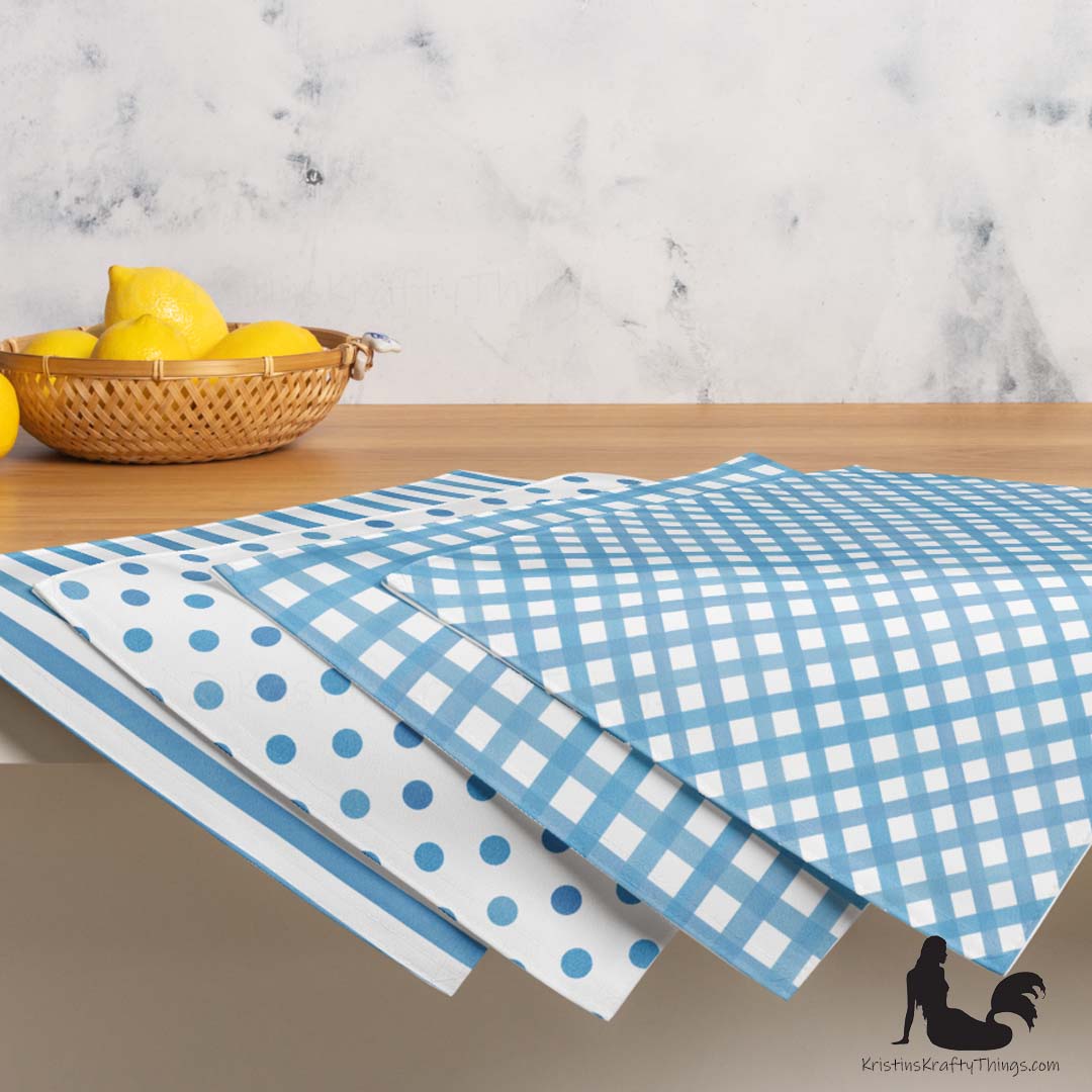 Dining - Blue Gingham on White Placemat Set of 4