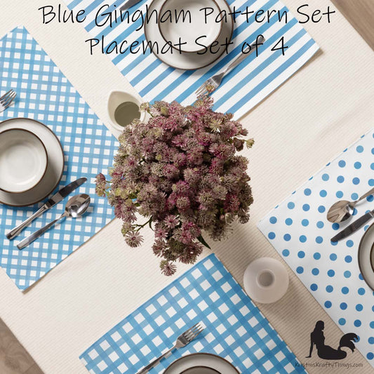 Dining - Blue Gingham on White Placemat Set of 4