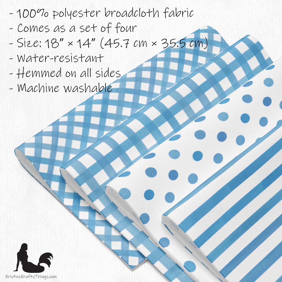 Dining - Blue Gingham on White Placemat Set of 4