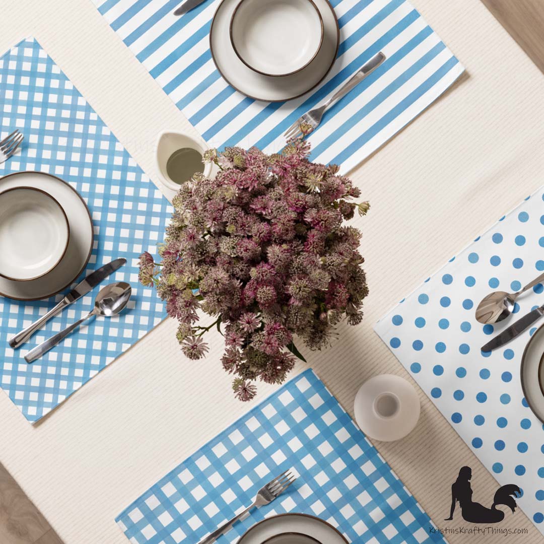 Dining - Blue Gingham on White Placemat Set of 4