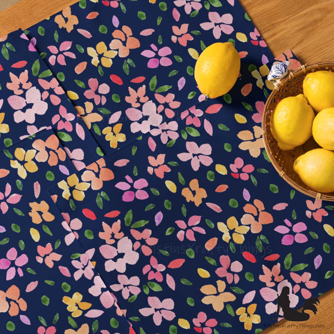 Dining - Spring Flowers on Navy Placemat Set of 4
