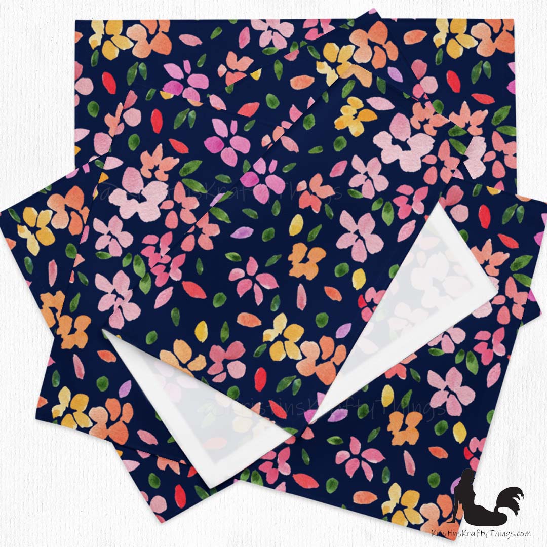 Dining - Spring Flowers on Navy Placemat Set of 4
