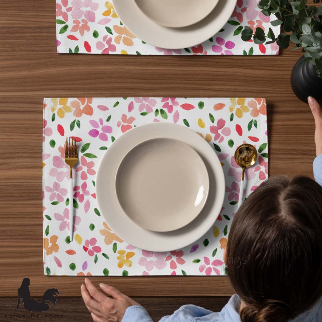 Dining - Spring Flowers on White Placemat Set of 4