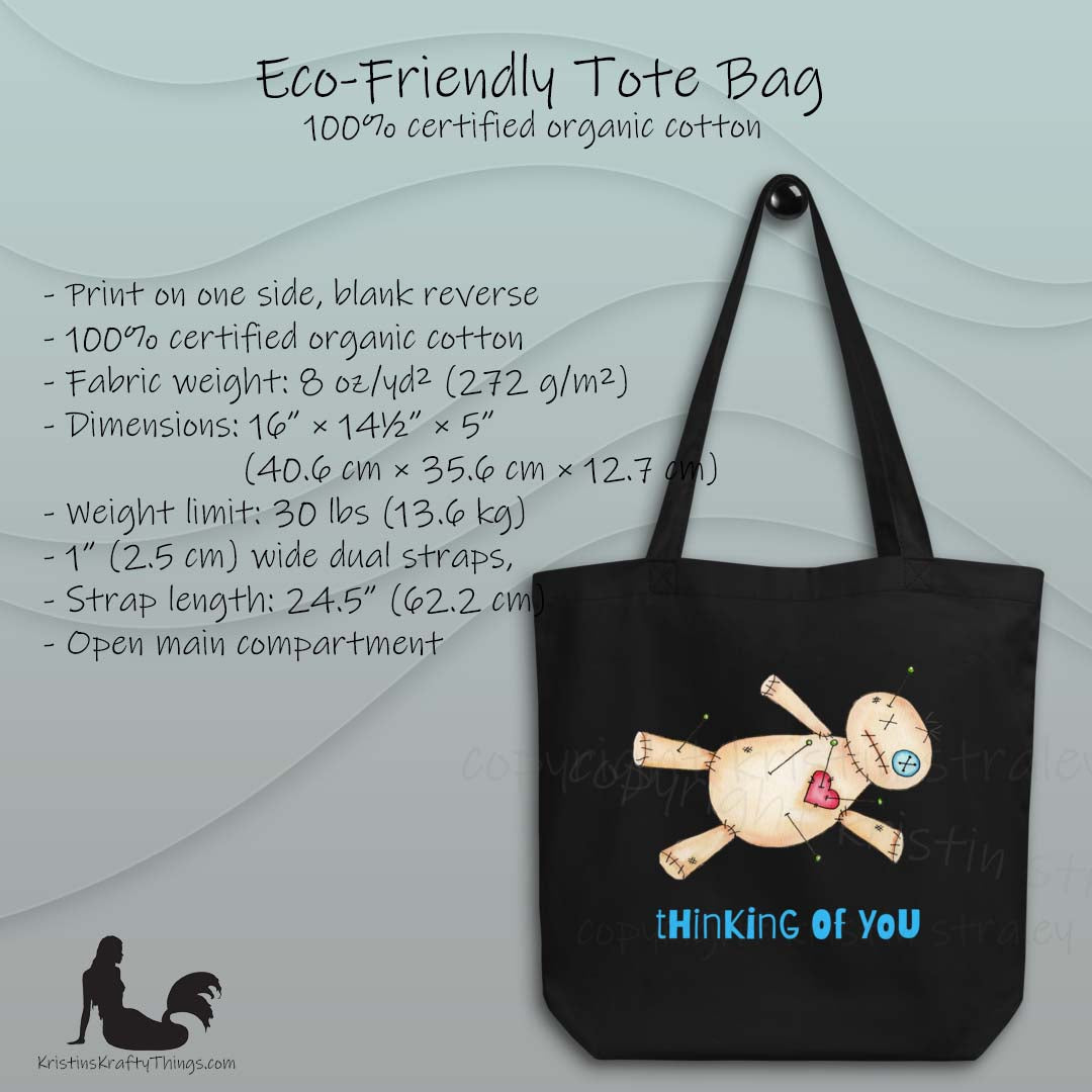 A Cotton Eco Tote Bag - Painted Poppet Voodoo Doll tHinKinG Of YoU