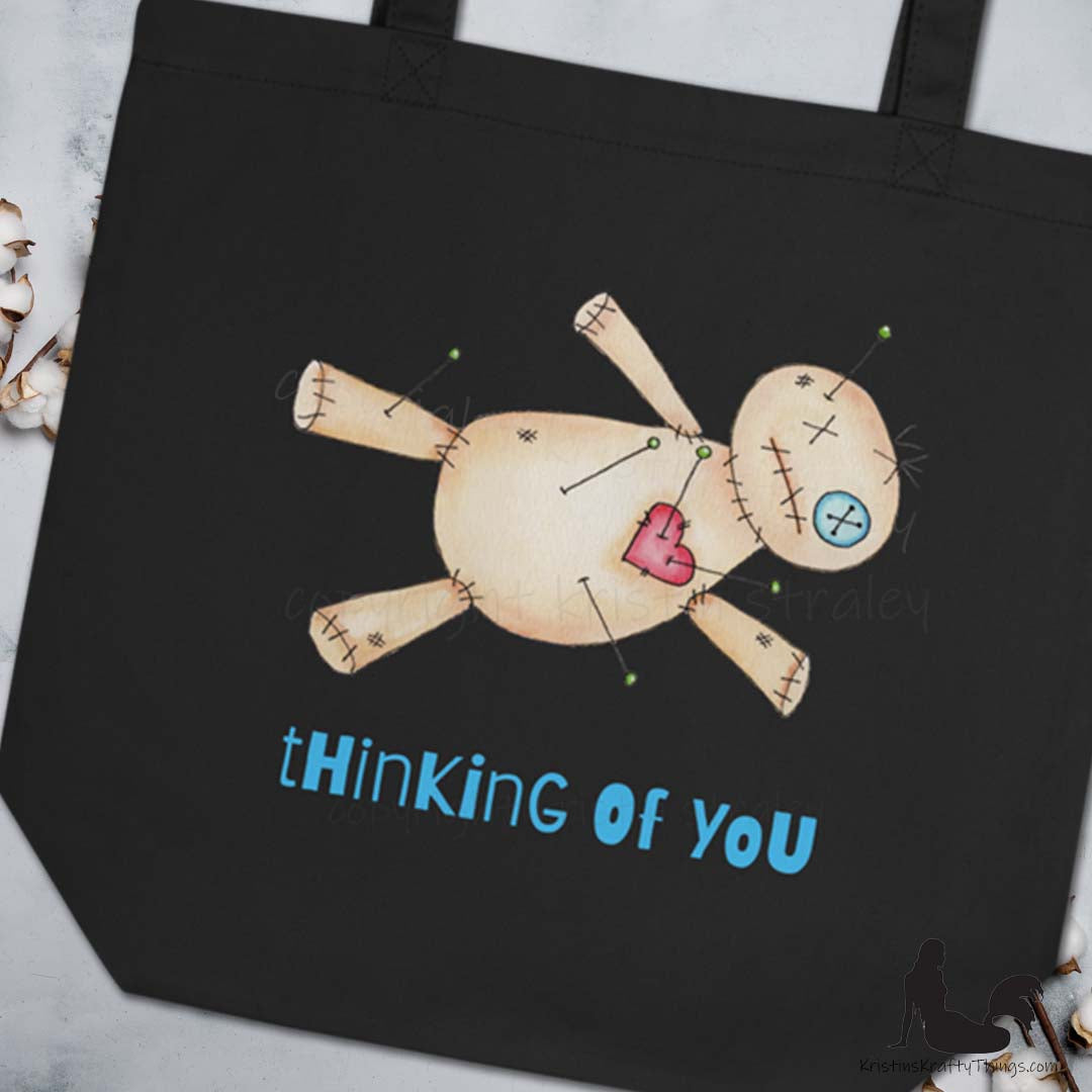 A Cotton Eco Tote Bag - Painted Poppet Voodoo Doll tHinKinG Of YoU
