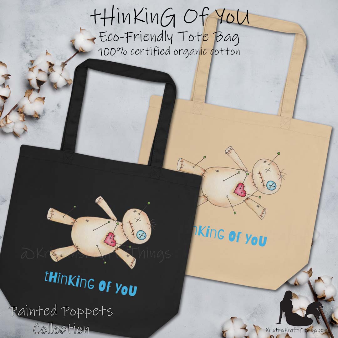 A Cotton Eco Tote Bag - Painted Poppet Voodoo Doll tHinKinG Of YoU