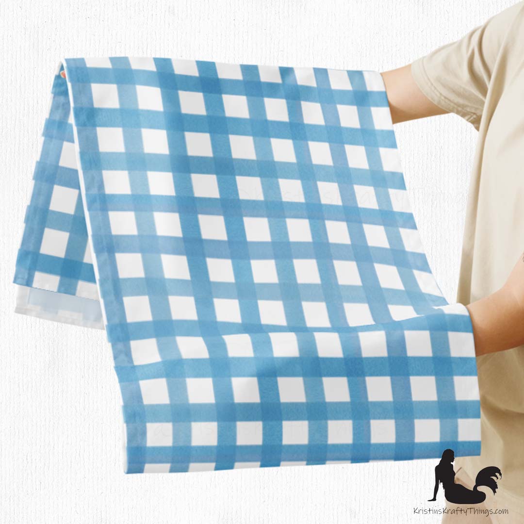 Dining - Blue Gingham on White Table Runner