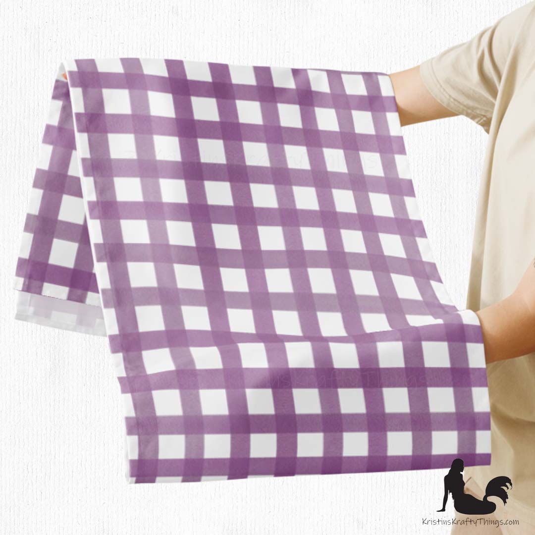 Dining - Mauve Gingham on White Table Runner