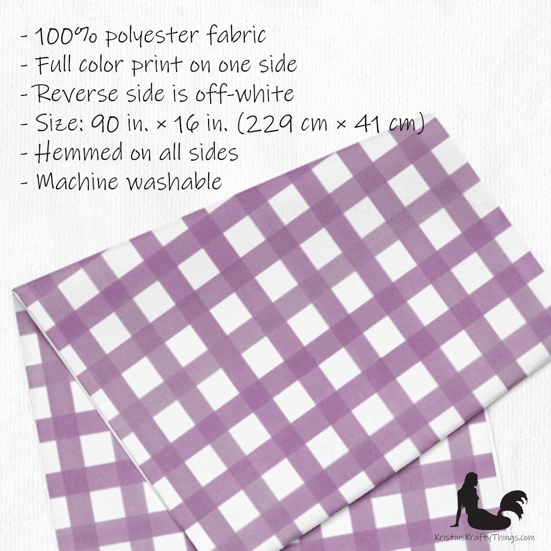 Dining - Mauve Gingham on White Table Runner