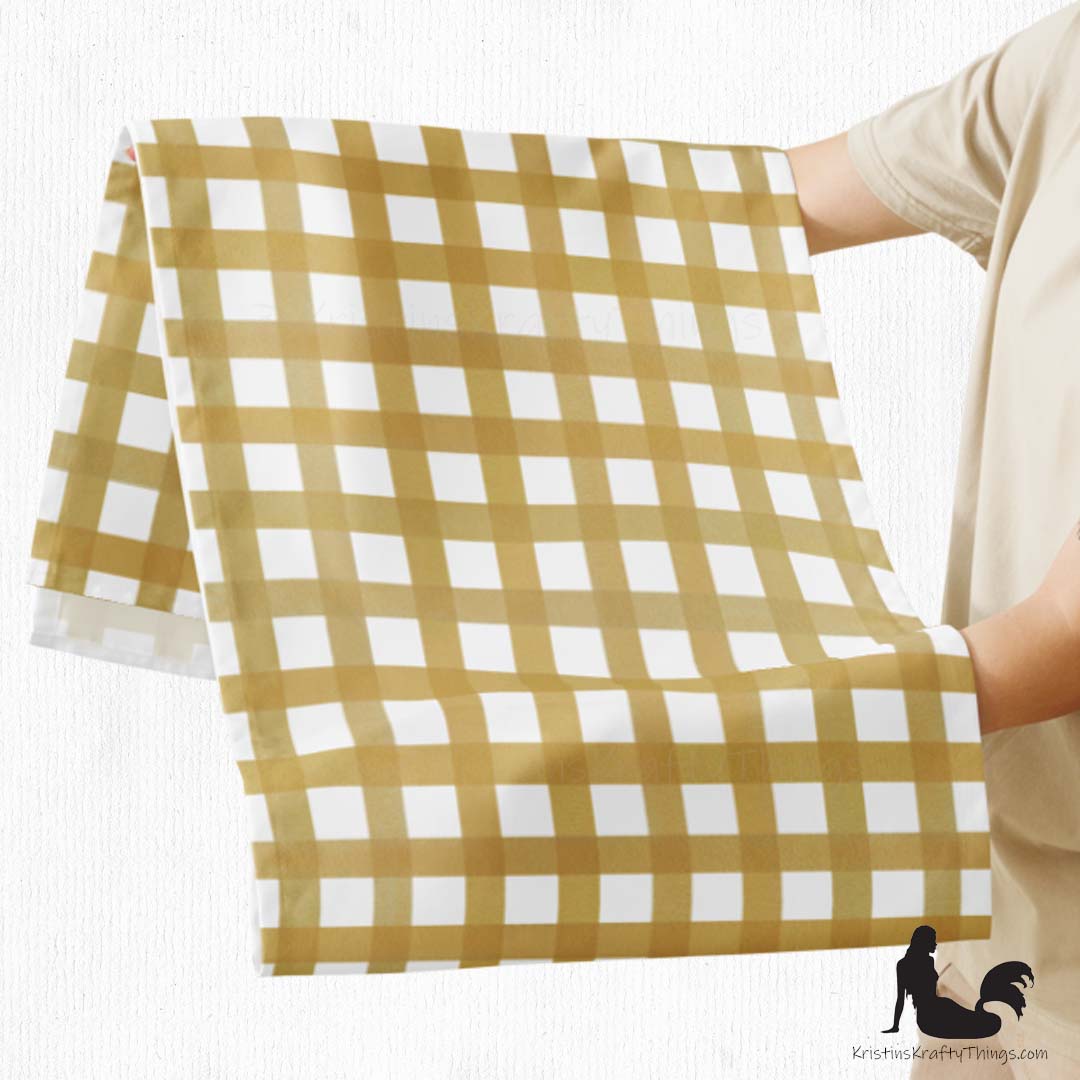 Dining - Mustard Gingham on White Table Runner