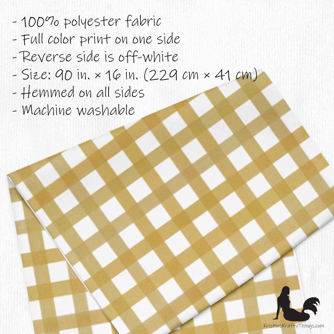 Dining - Mustard Gingham on White Table Runner