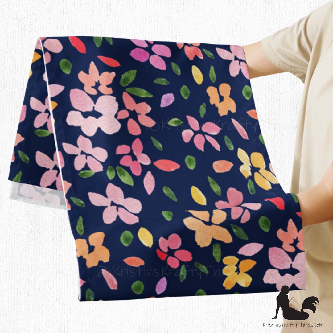 Dining - Spring Flowers on Navy Table Runner