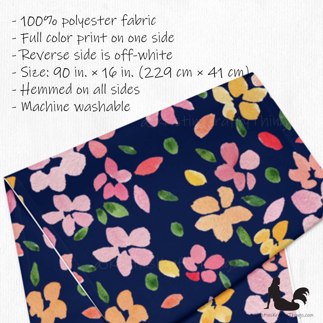 Dining - Spring Flowers on Navy Table Runner