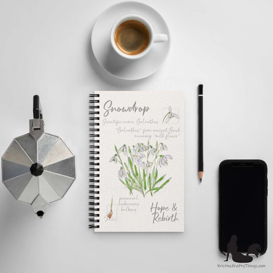 Notebook - Snowdrop Flower Field Notes Spiral Notebook