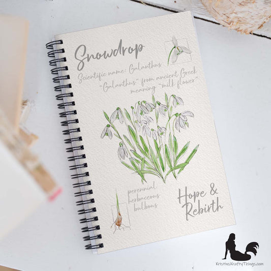 Notebook - Snowdrop Flower Field Notes Spiral Notebook