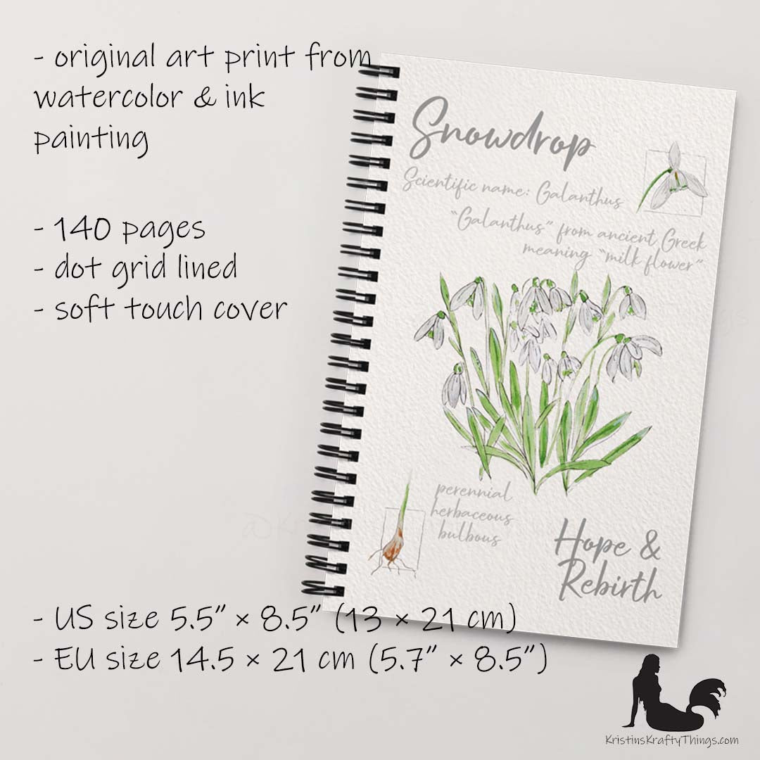 Notebook - Snowdrop Flower Field Notes Spiral Notebook