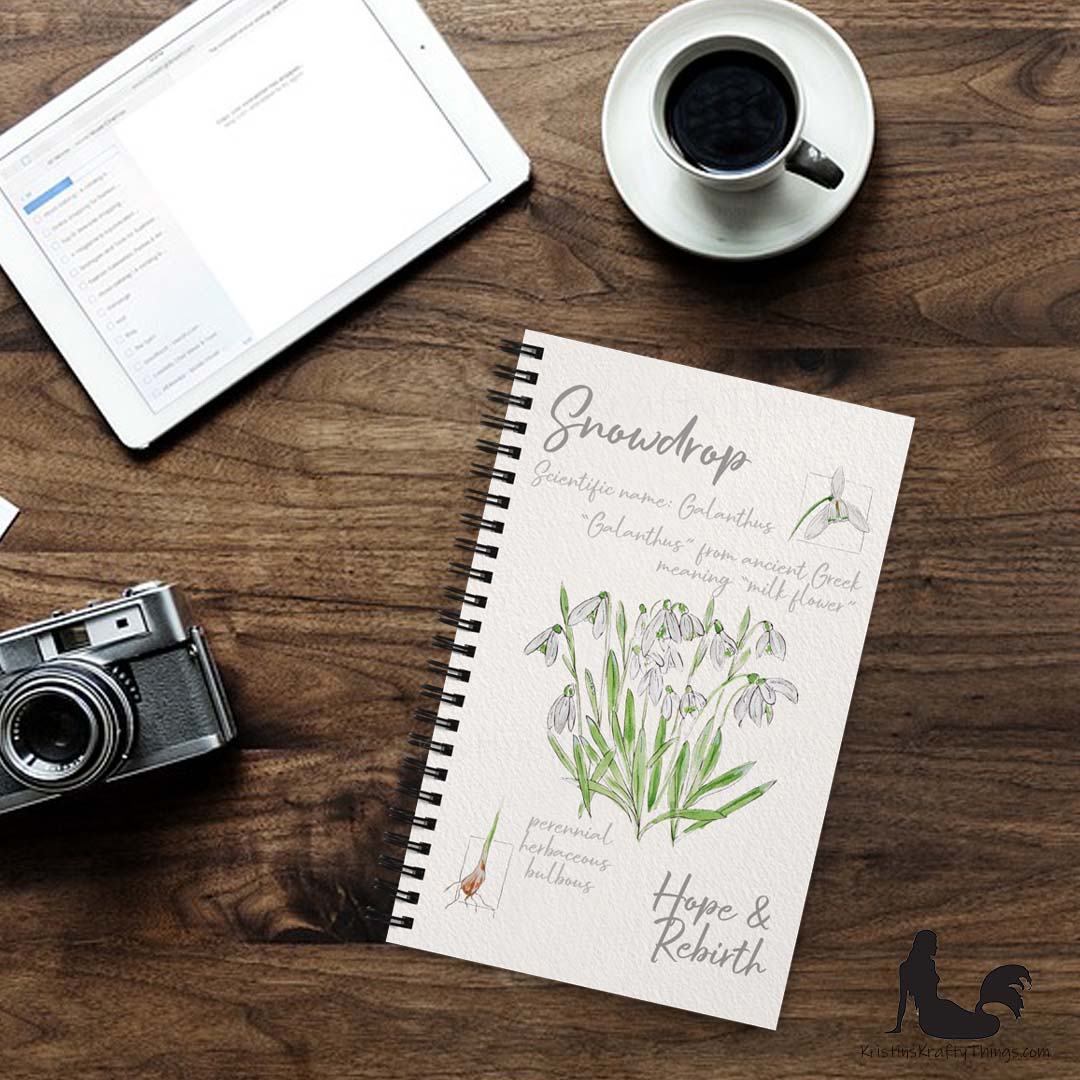 Notebook - Snowdrop Flower Field Notes Spiral Notebook