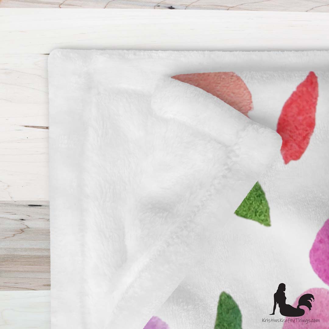 Throw Blanket - Spring Large Flowers Fleece Blanket