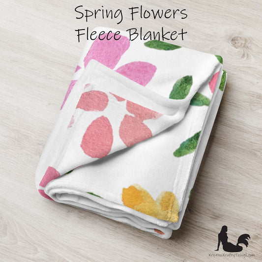 Throw Blanket - Spring Large Flowers Fleece Blanket