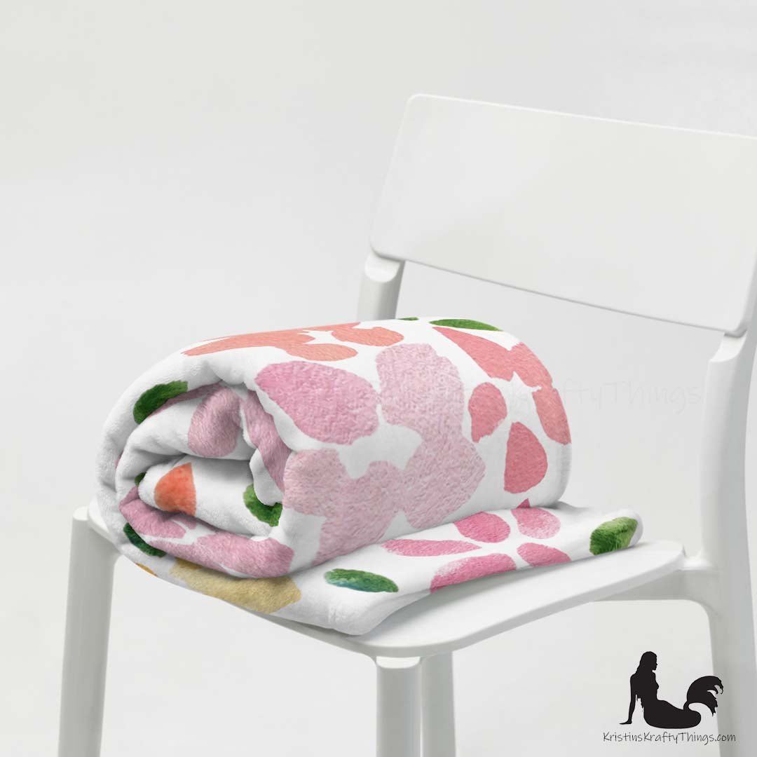 Throw Blanket - Spring Large Flowers Fleece Blanket