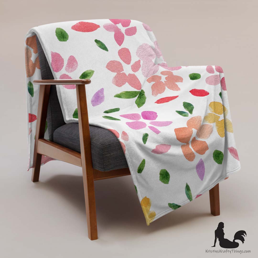 Throw Blanket - Spring Large Flowers Fleece Blanket