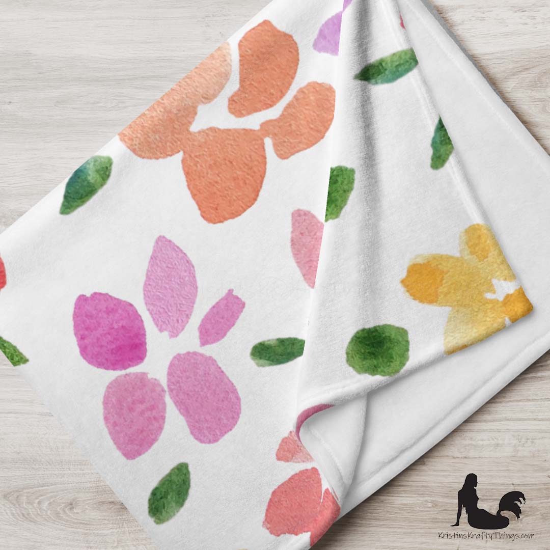 Throw Blanket - Spring Large Flowers Fleece Blanket