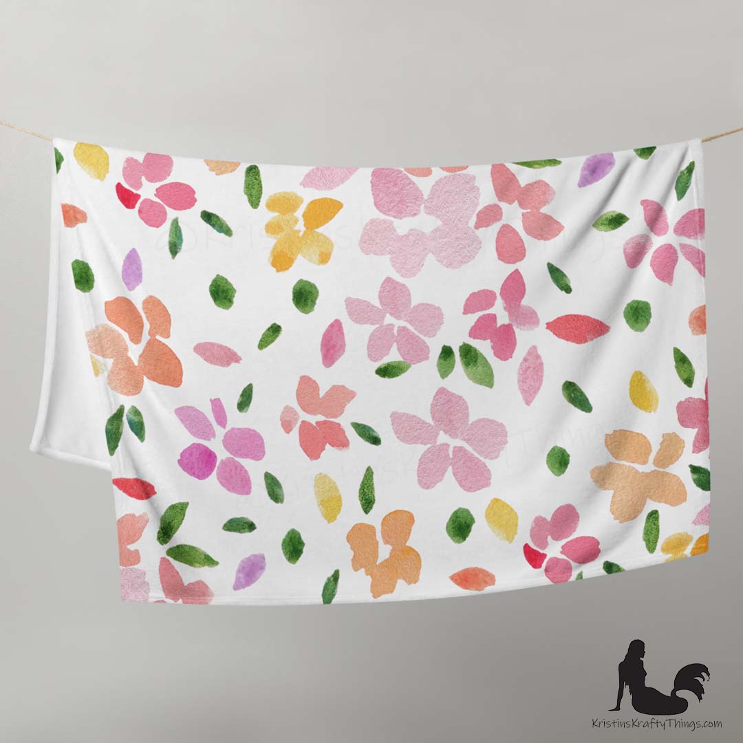 Throw Blanket - Spring Large Flowers Fleece Blanket
